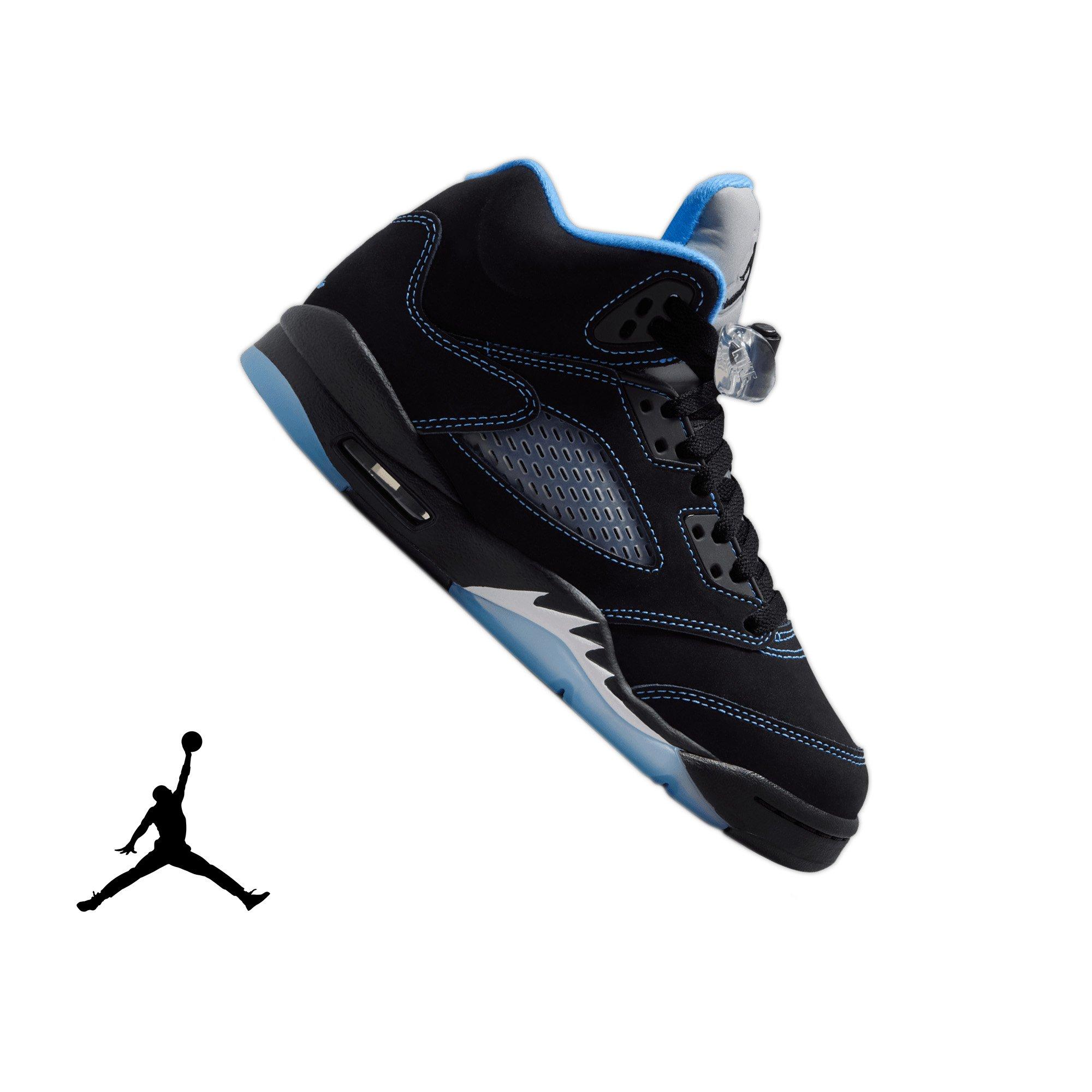 Jordan 5 Retro "Black Carolina" Grade School Kids' Shoe - BLACK/UNIVERSITY BLUE/WHITE